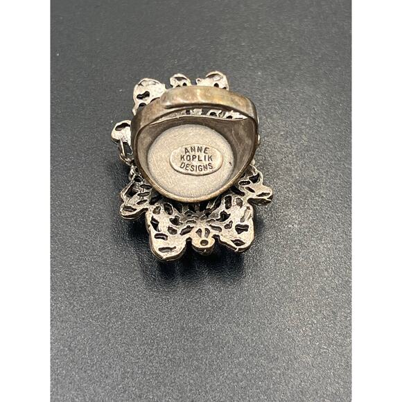 Anne Koplik Designs Chunky
Silver Tone Faceted Stone Ring Statement Adjustable - Picture 3 of 7